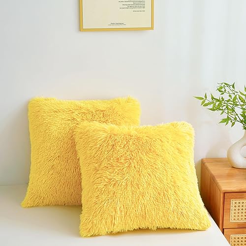 Vista 22 de Fundas de Almohada Peludas Color Naranja Quemado 26"x20", Fundas de Almohada Decorativas de Piel Sintética Afelpada Difusa Esponjosa Juego de 2