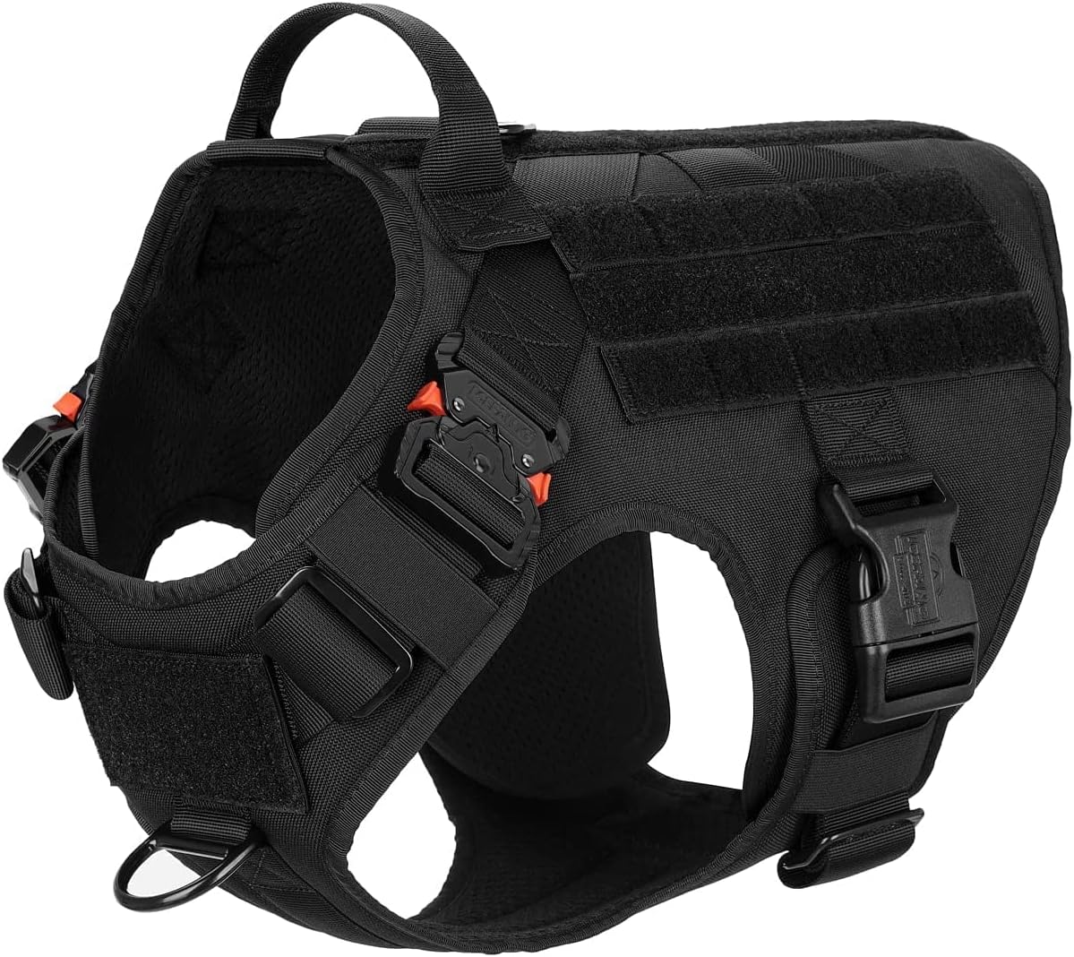 ICEFANG Tactical Dog Harness ,Medium Size, 2X Metal Buckle,Working Dog MOLLE Vest with Handle,No
