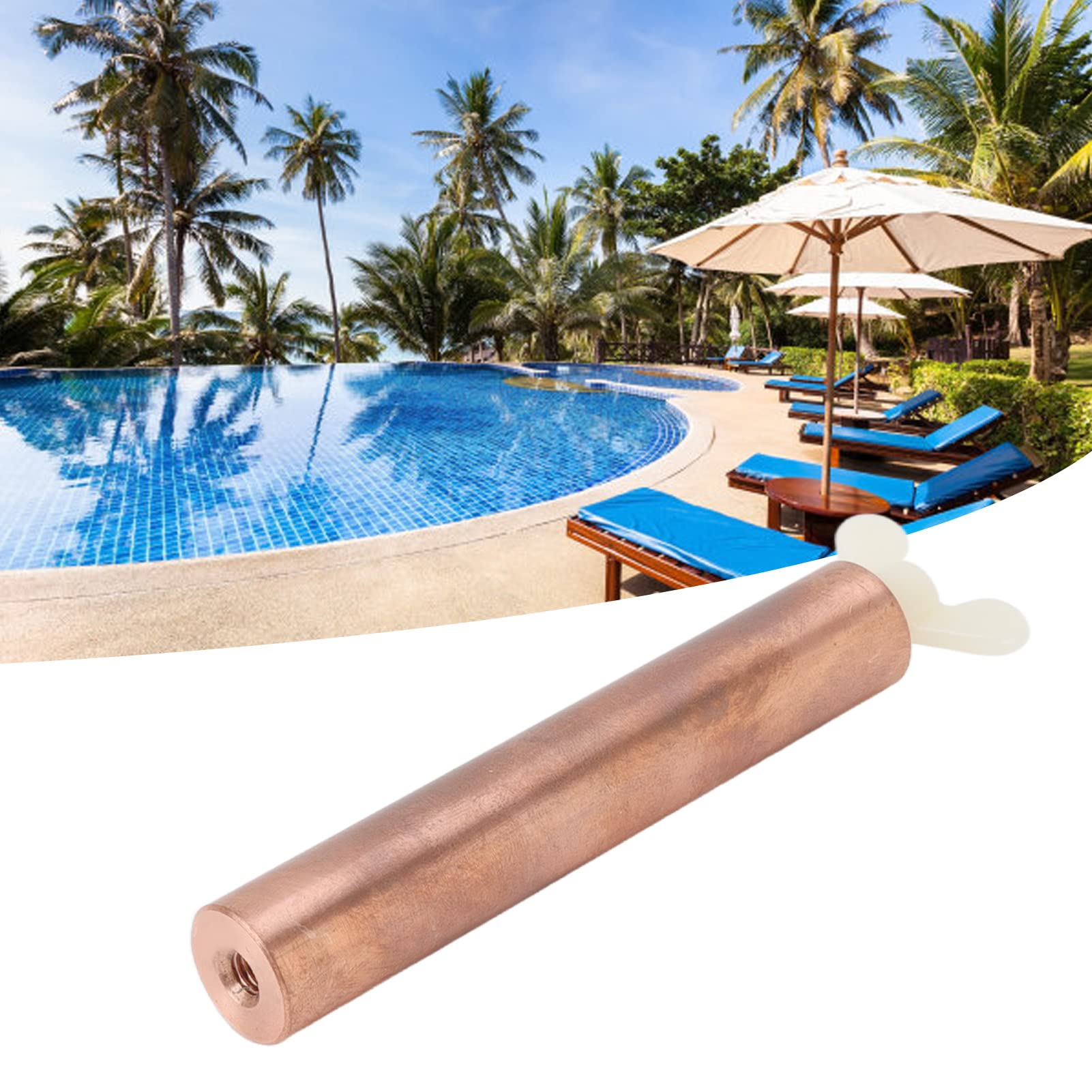 Ánodo de Cobre Solar para Piscinas Reemplazo Ionizador Reduce Irritaciones Cutáneas Ahorra Cloro Limpieza Eficiente Ideal Hogares Resorts Compatible Sistemas Piscina