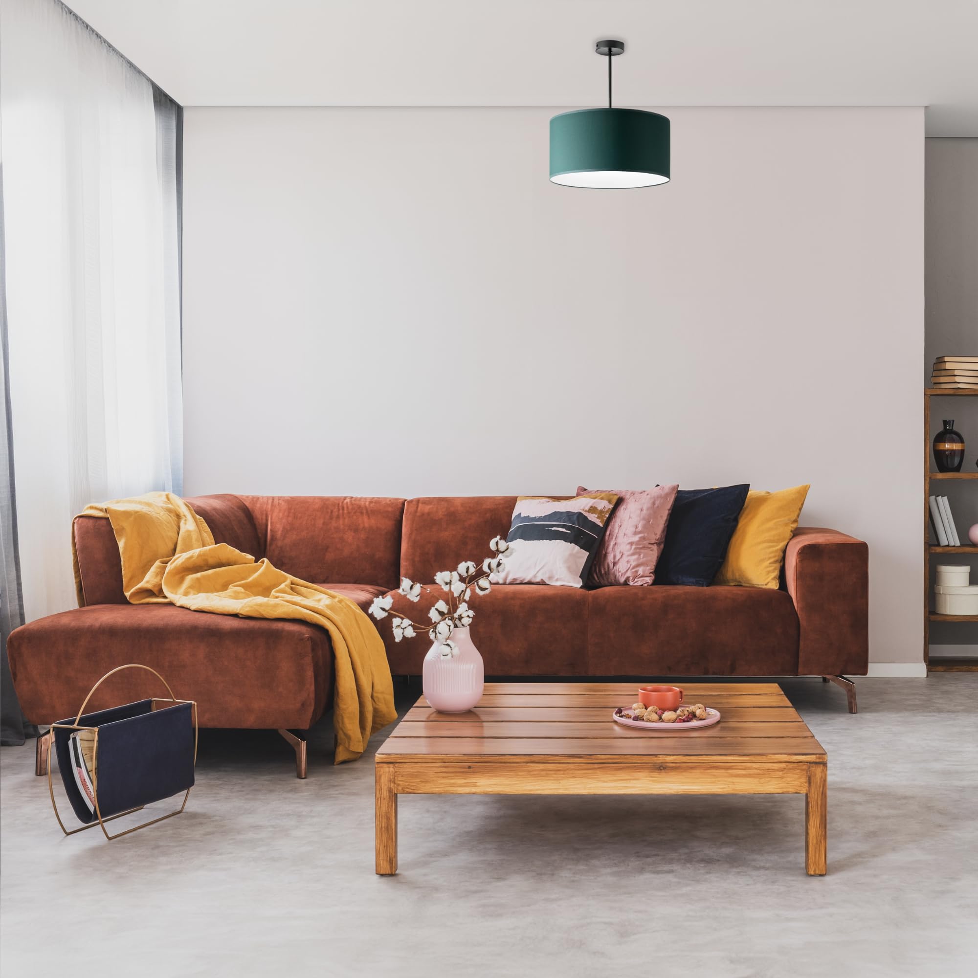 Lampara Colgante Corta con Rosca E27 de 60 W máx. Lámpara de Techo Ideal para Decoración de Interiores Estilo Moderno y Elegante (Bombilla no incluida) (Blanco)