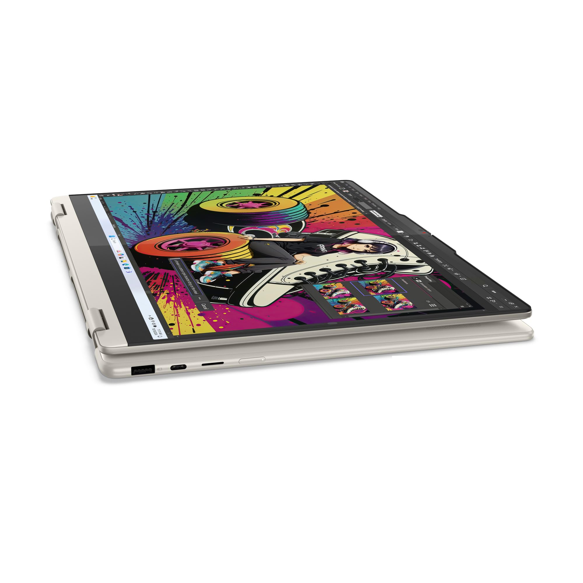 Lenovo Yoga 7 2-en-1 16AKP10 - Ordinateur Portable Copilot + 16'' 2.8K OLED Tactile (AMD Ryzen AI 7 350, RAM 16Go, SSD 512Go, AMD Radeon 860M, Windows 11H) Clavier rétroéclairé AZERTY - Seashell