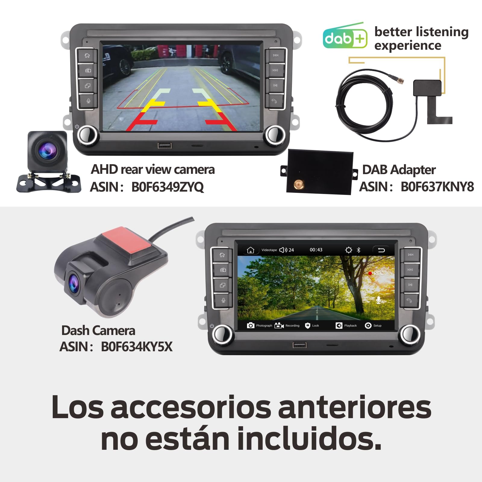 Radio Estéreo de Coche para VW Passat Caddy Tiguan Touran Golf 5 6 GTI T5 EOS Polo con Wireless Carplay Android Auto Tarjeta TF Pantalla táctil Bluetooth AMFM Radio