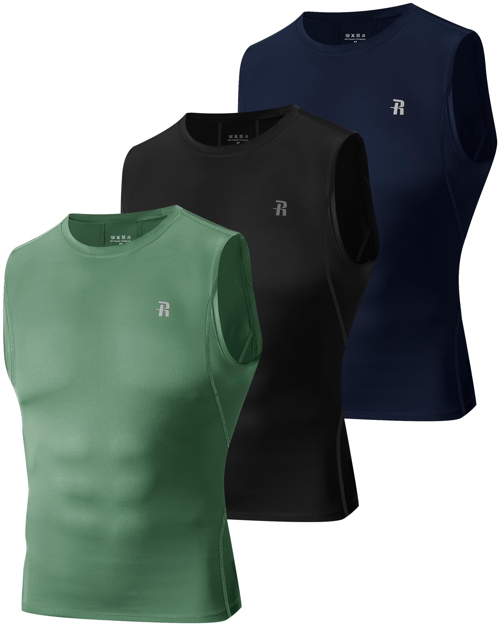 Runhit 3 Pack Men's Compression Sleeveless Tank