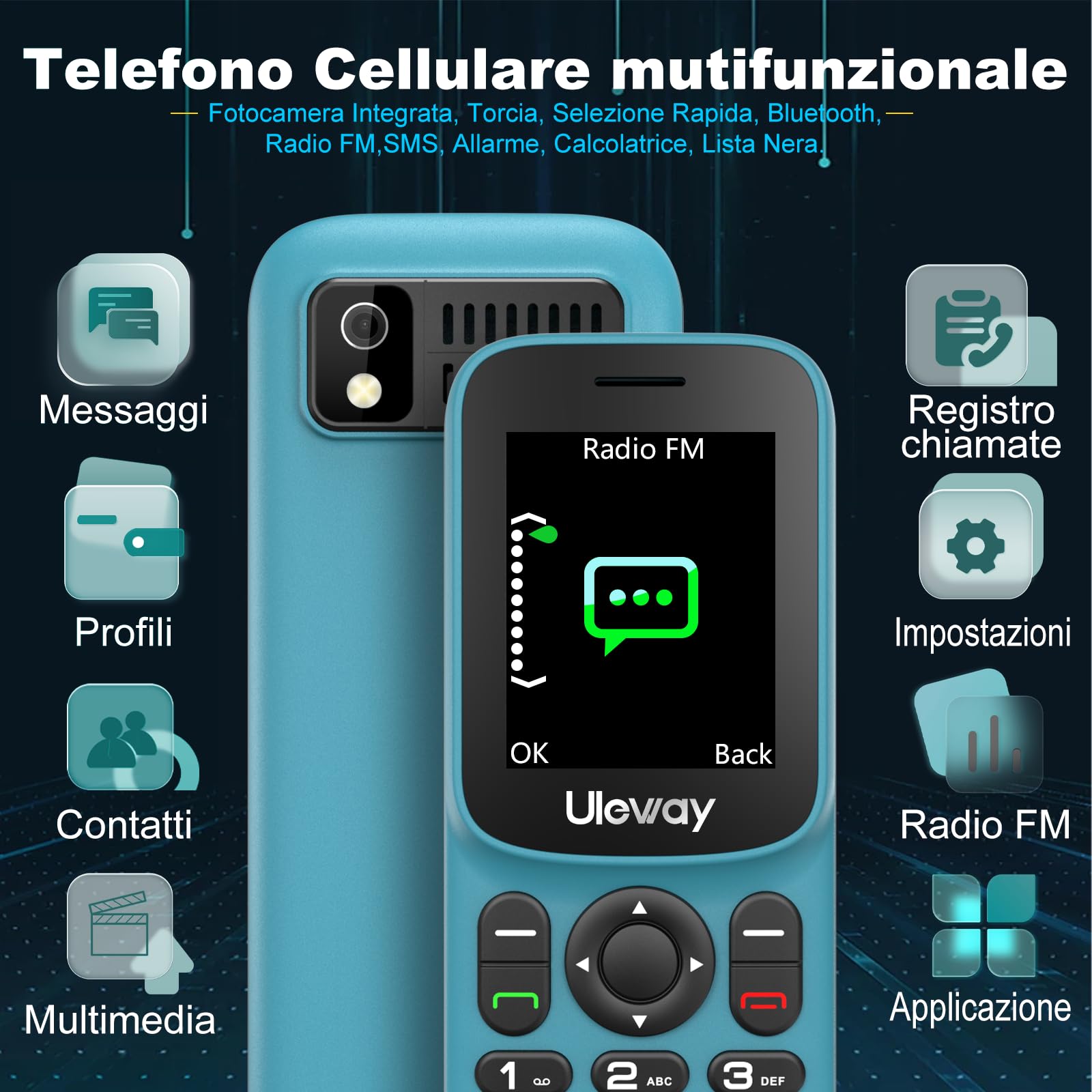 uleway 4G Telefono Cellulare per Anziani, Cellulari Anziani con Tasti Grandi, Supporto SIM Doppio, LCD da 1,77 pollici, Chiamata Rapida, Volume Alto, Torcia, Ricarica USB-C