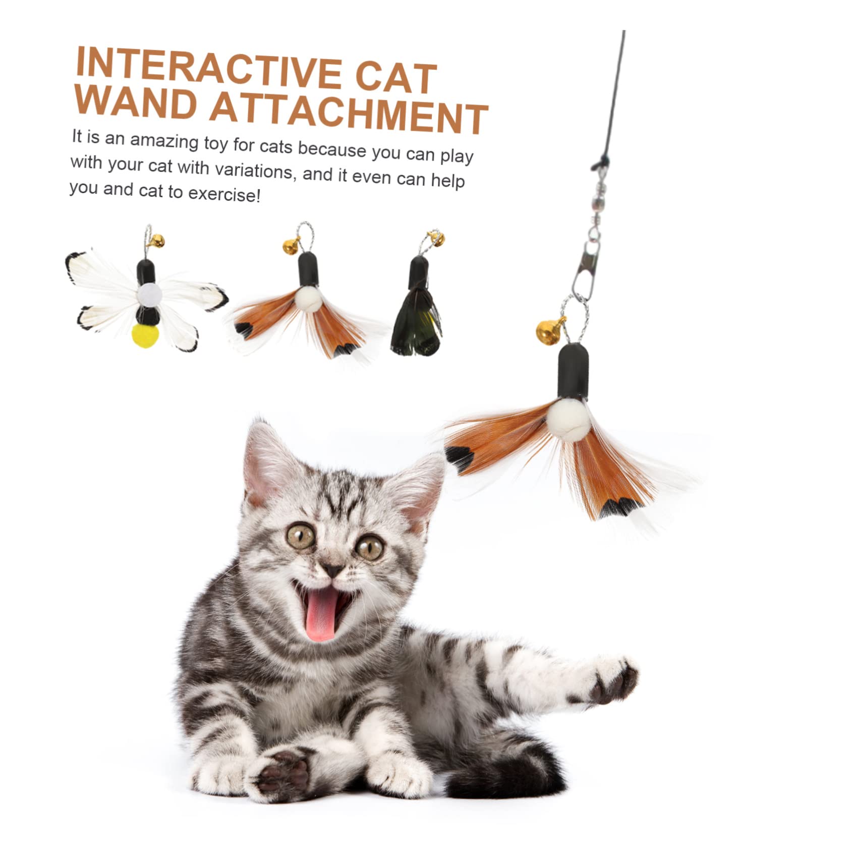 Yardwe 24stücke Katzenangel Ersatzköpfe Interaktive Katzenspielzeuge Mit Federn Und Insekten Fördert Und Für Katzen Bunte Teaser Für Indoor-Spiele