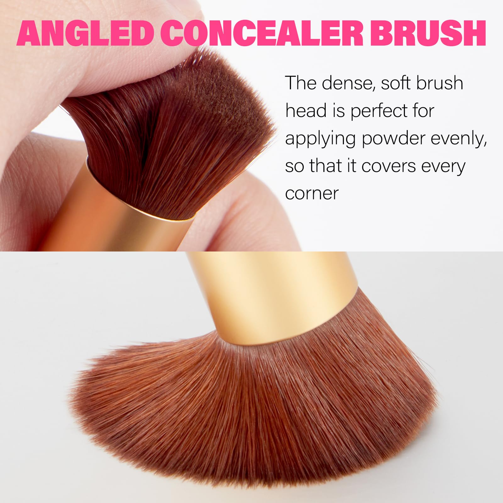 Brocha de maquillaje de doble extremo, cepillo de precisión para polvo para línea capilar con punta de esponja para mezclar sin costuras, cepillo corrector de cabello, cepillo para polvo para retoque