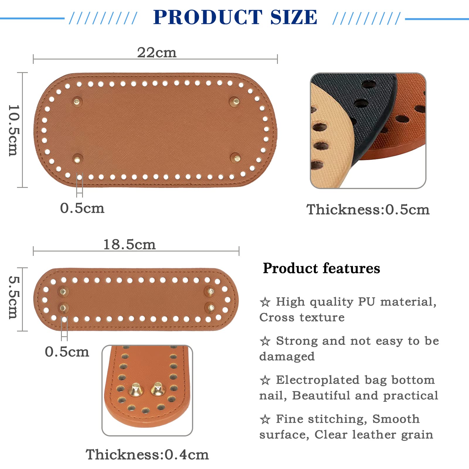 DOULEIN Fondo per Borsa,5 Pezzi Fondo per Borse Uncinetto in PU Cuscino Fondo Borsa Accessori per Borse Fai da Te per La Realizzazione di Borsa Uncinetto