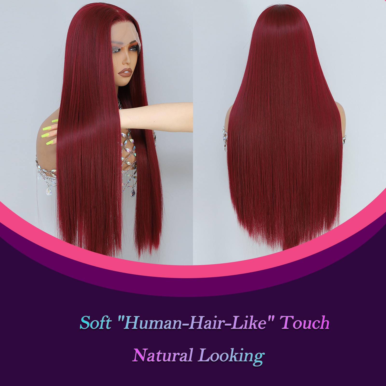 Synthetic 13x6 Lace Front Wig, 26 Inch Heat-Resistant Fiber Wig
