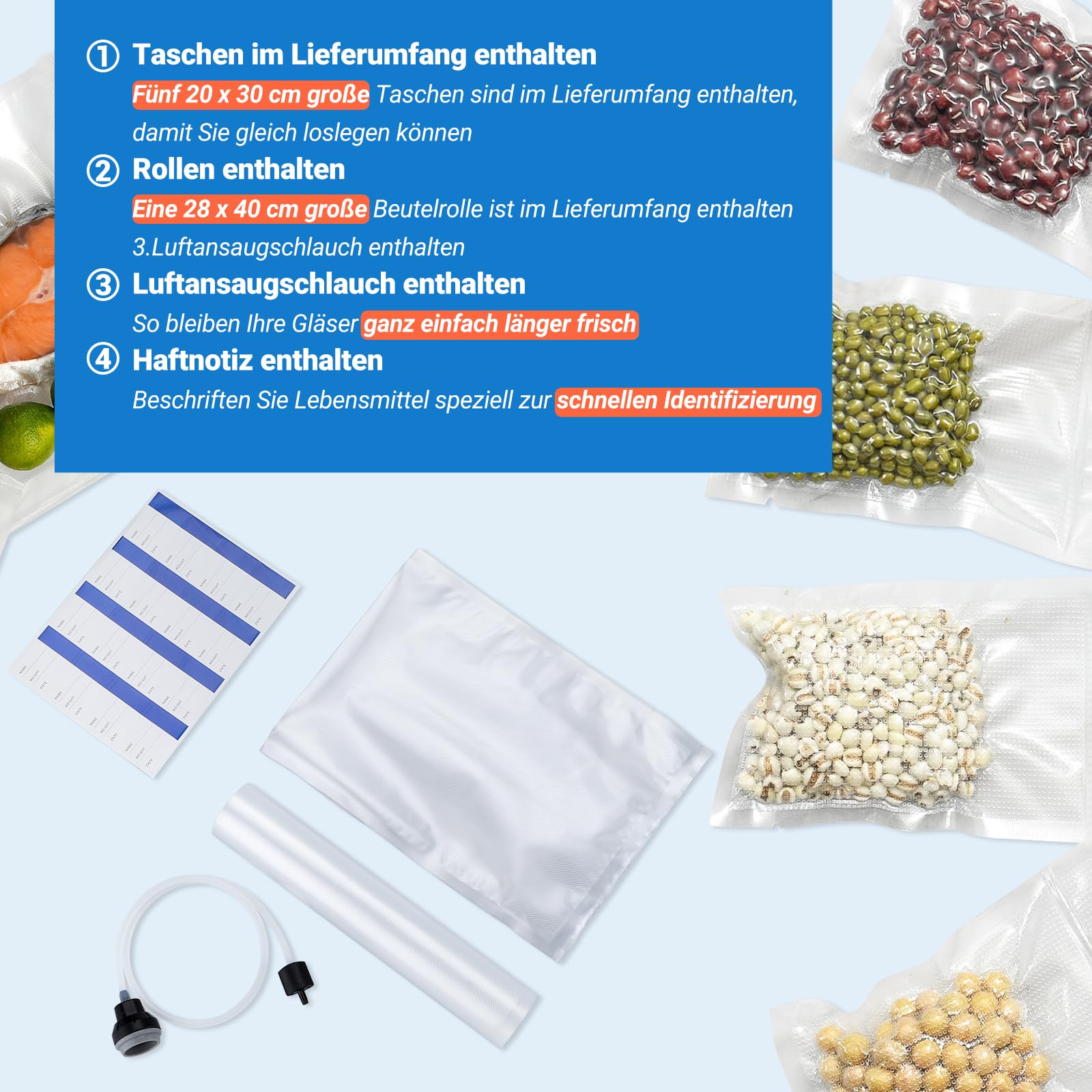 INKBIRD Vakuumiergerät, Folienschweißgerät für Lebensmittel, Doppelpumpe 20L/min, integrierter Schneider