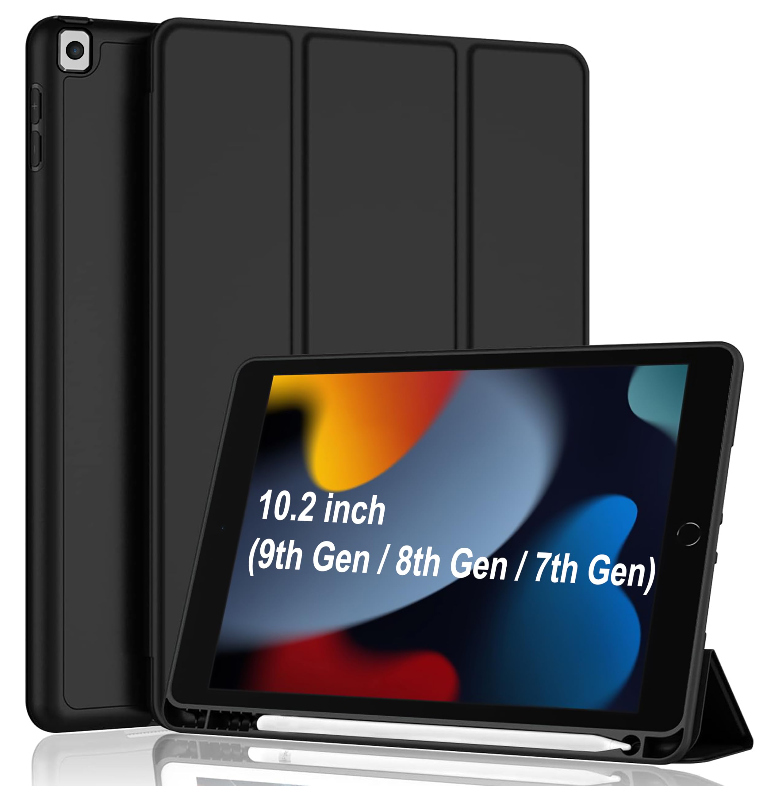 TGK Smart Flexible with Pencil Holder Trifold Back Flip Stand Case Cover for iPad 9th Gen 10.2 inch Black (B0CK2F14XF) Amazon Price History, Amazon Price Tracker