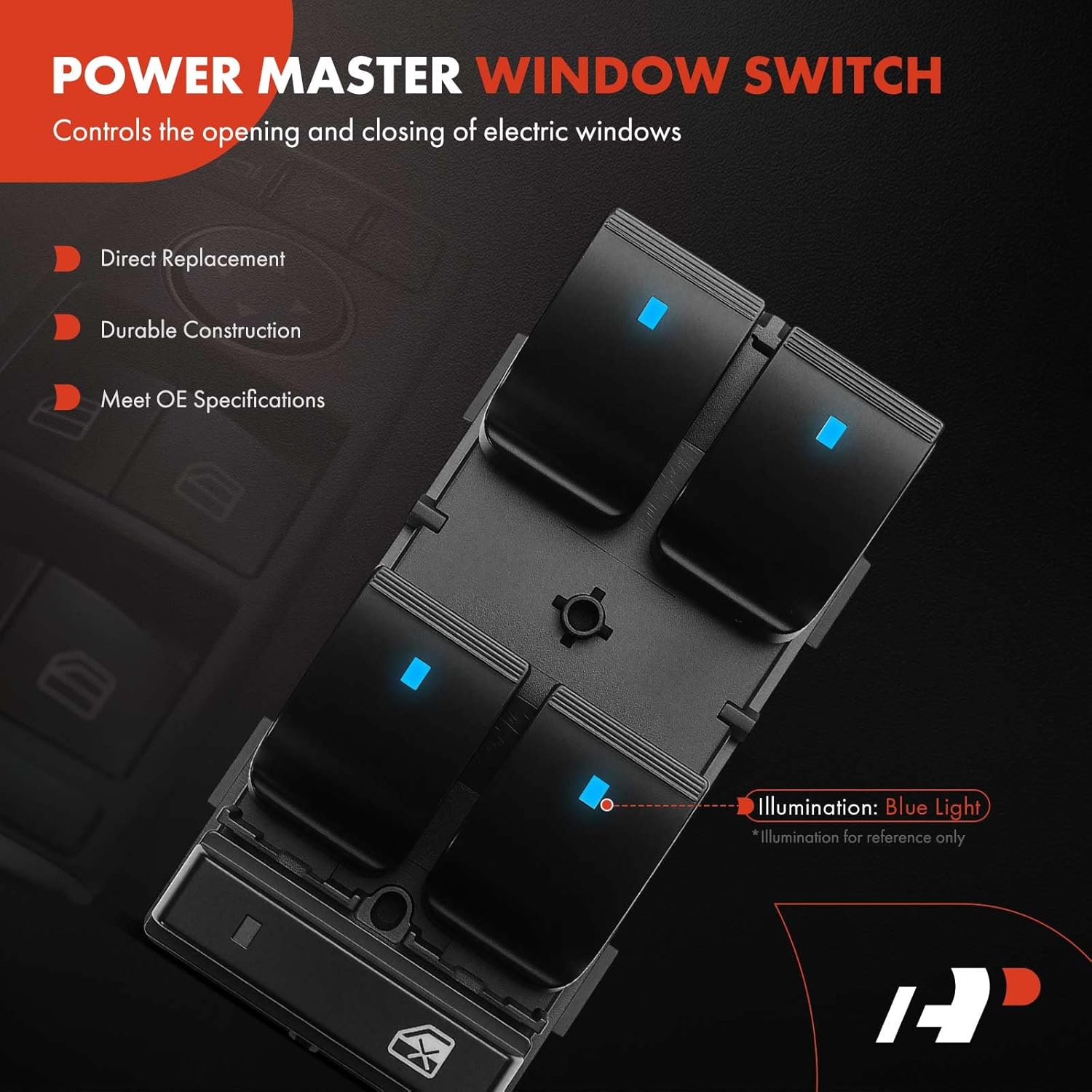 A-Premium 4PCS Power Window Switch Compatible with Chevy Silverado 1500 2007-2013, Silverado 2500 3500 HD 2007-2014, Traverse 2009-2015, HHR 2008-2011 & GMC Sierra 1500, Sierra 2500 3500 HD, Yukon