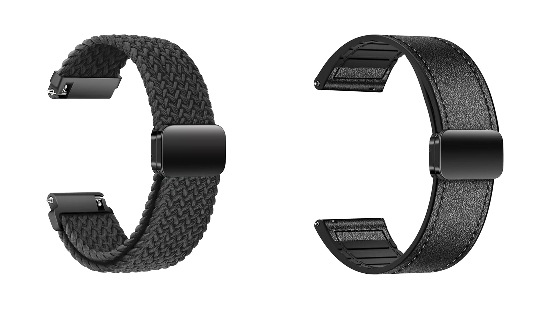 ACM Watch Strap 22mm for Noise Noisefit Halo Limited Edition Smartwatch | Pack of 2 Woven Braided & Leather Magnetic Silicone Adjustable Belt with Luxury Smart watch Band Black-image-40