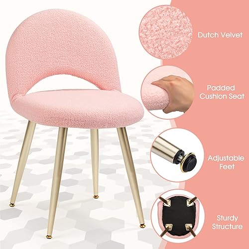 Miniatura 6 de Silla de tocador con respaldo ajustable, taburete de tocador con respaldo, silla multifunción sin brazos para vestir en casa, oficina, cocina,