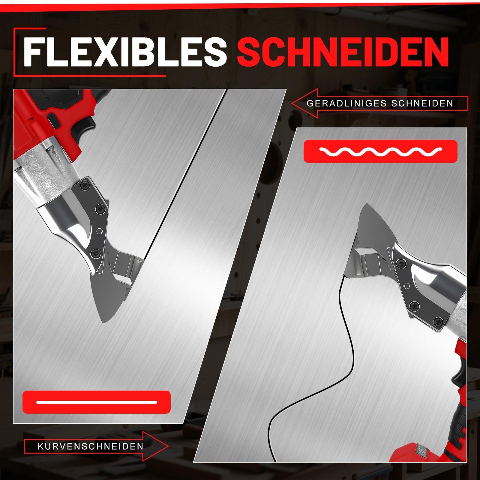 Cesoie per Lamiera senza fili compatibili con Milwaukee M18 18V batteria, testa rotante a 360 gradi max. 2 mm, Forbici Elettriche senza spazzole per lamiere, PVC (senza batteria)