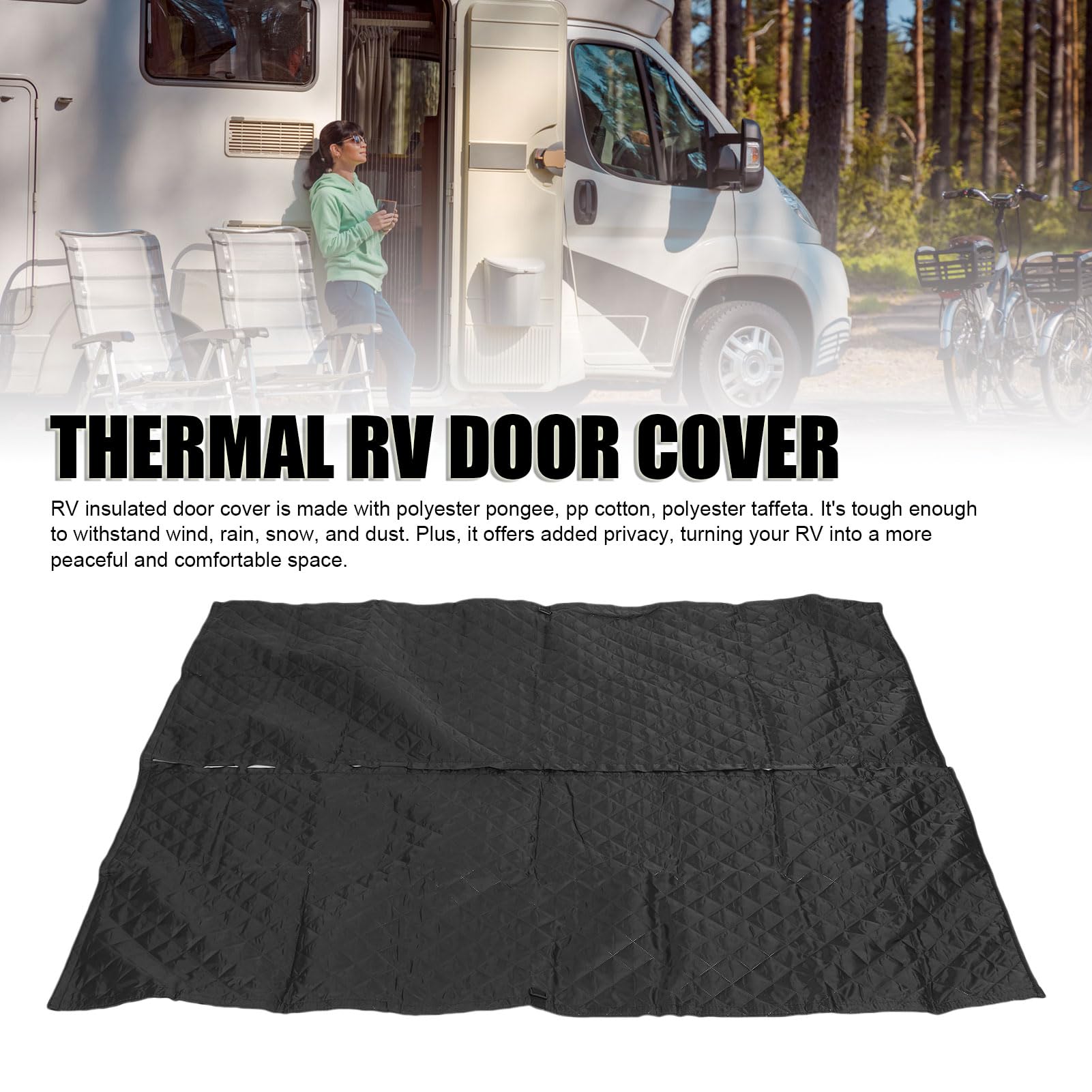 Rideau de Porte D'hiver pour Camping-car, Couverture D'isolation Thermique à économie D'énergie pour Portes de Camping-car avec Sac de Rangement