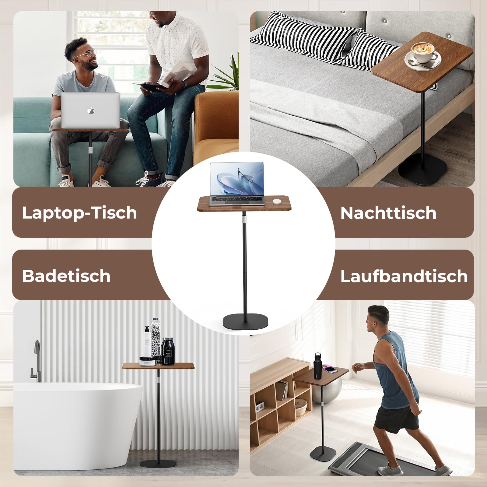 Stehpult Höhenverstellbar mit 46–120cm Laptop Ständer Mobile Schreibtisch Verstellbarer Beistelltisch für Studienarbeiten, beweglicher Computertisch für Büros/Bett und Sofa, Schwarz