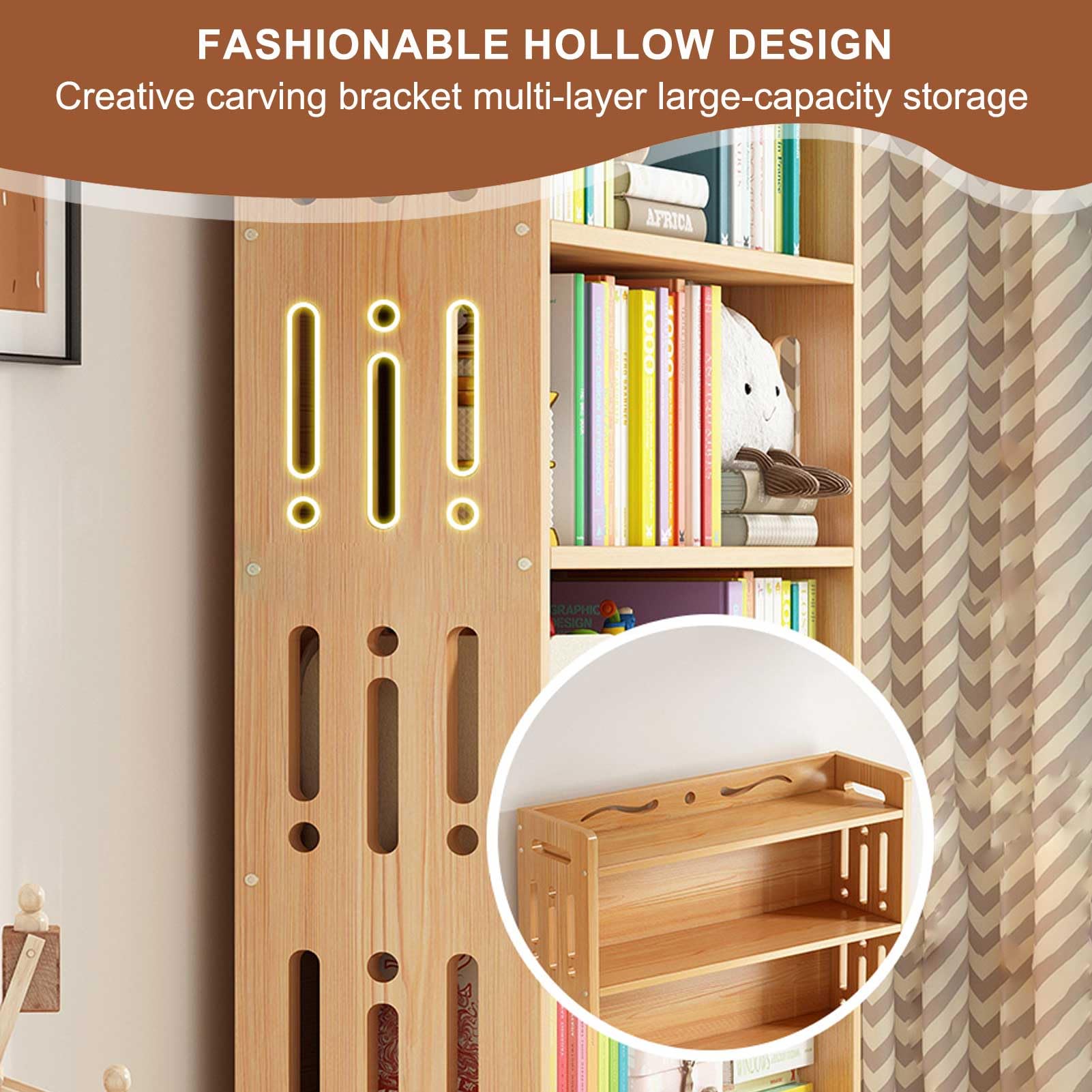 Amazon｜6棚背の高い本棚木製オープンディスプレイフロア本棚、本棚