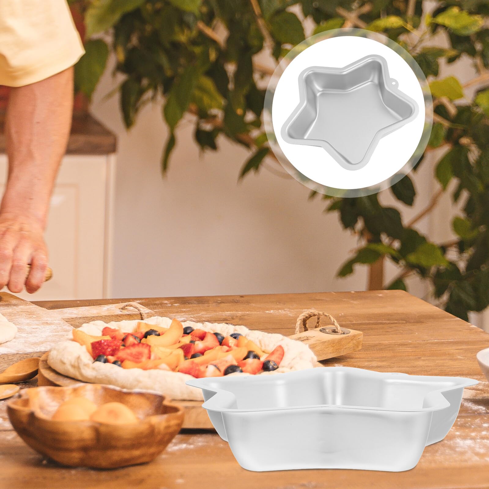 SHINEOFI 2 Stück Kuchenform mit Antihaftbeschichteter Oberfläche Sternförmige Aluminiumlegierung und Leicht Lösbarem Design Dekorative Fünfzackige Backformen für Bäckerei