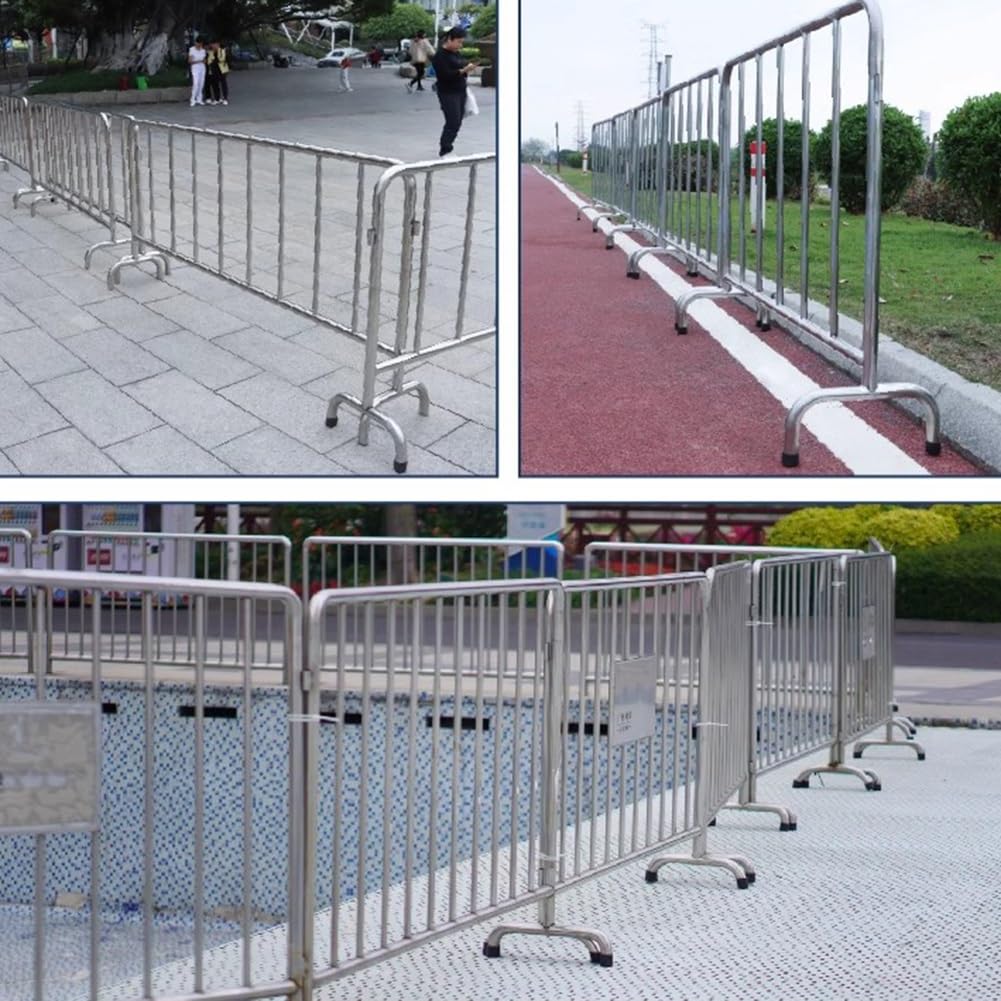 YJEUZCD Traffic Crowd Control Barricade, Expandable Industrial Garden Yard Fence, Schools Road Closure 1m High Interlocking Gate(5pcs-4.9x3.2 ft)