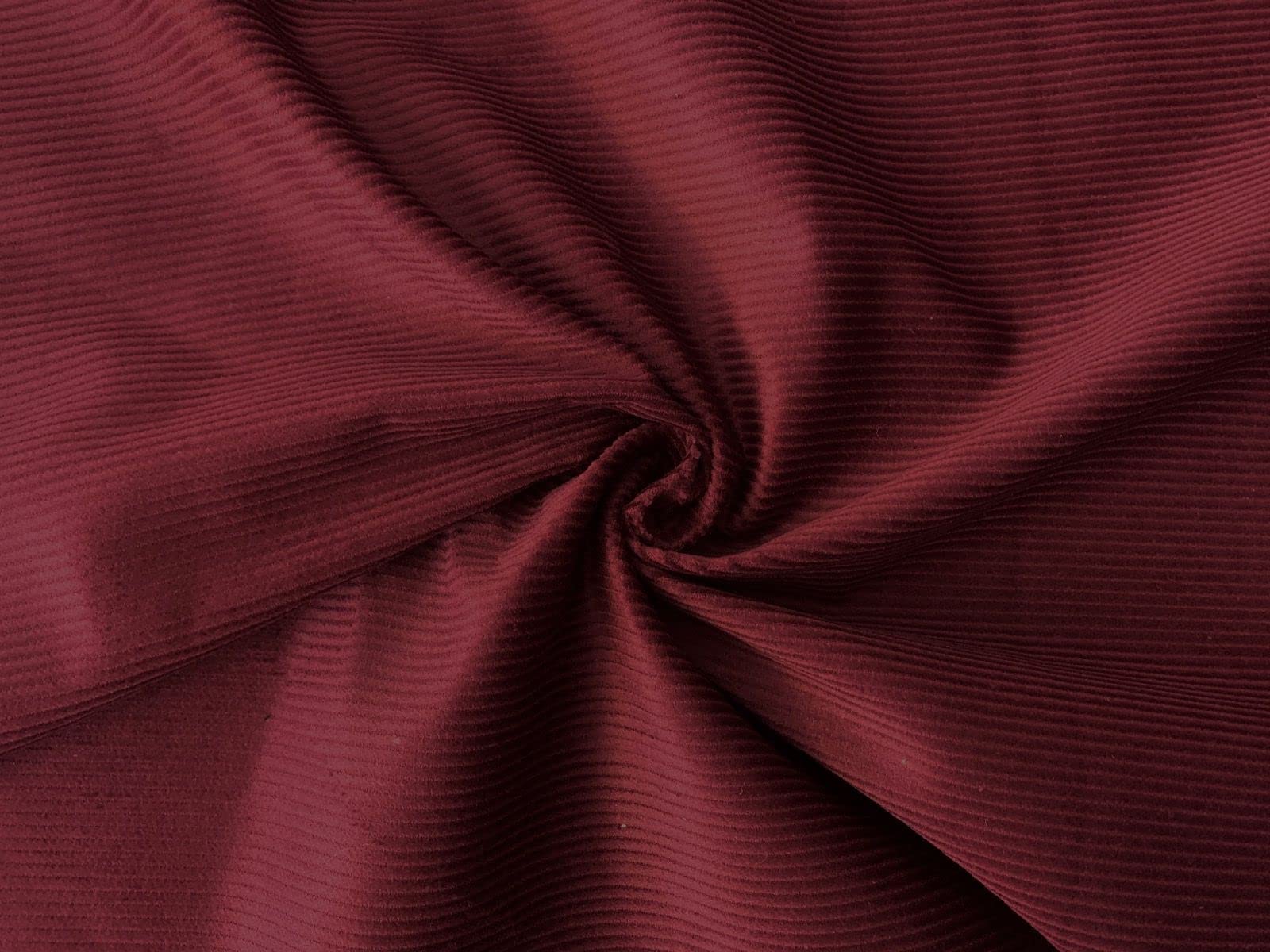 Glamour Secrets Red Cotton 8 Wale Corduroy Fabric - Wine - Cord Craft Upholstery Fabric Material Metre