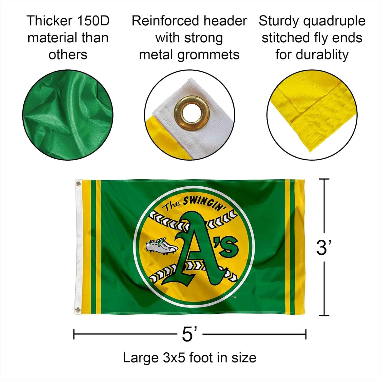 Oakland Athletics Retro Vintage Logo Flag and Banner - Image 2