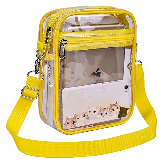 USPECLARE Clear Purse Stadium Clear Messenger Bag Stadium Approved for Men and Women Clear CrossBody Bag(Yellow)