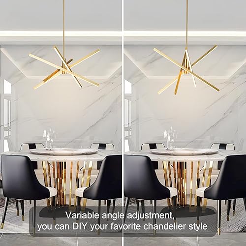 Miniatura 9 de Y'INSP Candelabros Sputnik modernos LED lineales, luz colgante negra para comedor, cocina, isla, dormitorio, sala de estar, LED empotrado, accesorio