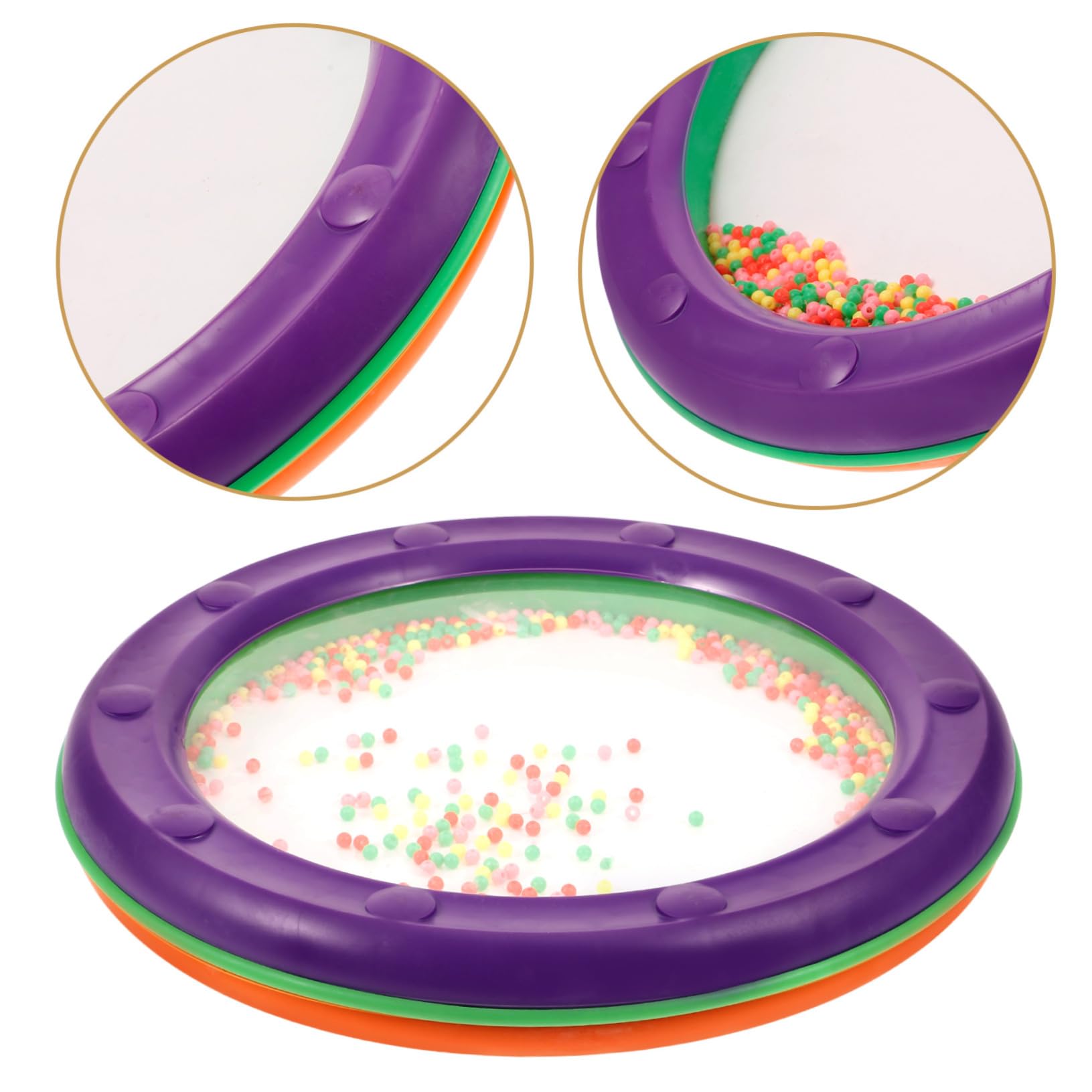 Tambour Océan en Plastique, Instrument à Perles Ondulées pour Bébé | Bavure, Son de Vagues, Usage Musical Doux, Finition Généreuse et Stylée