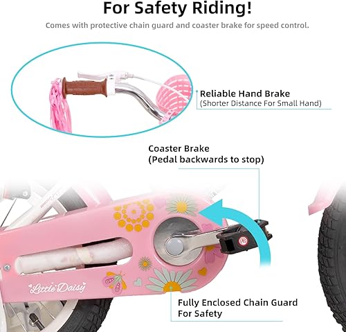 Miniatura 37 de Joystar - Little Daisy - Bicicleta infantil, unisex, para niños de 2 a 7 años, de 12, 14 y 16 pulgadas, con asiento para muñeca, serpentinas