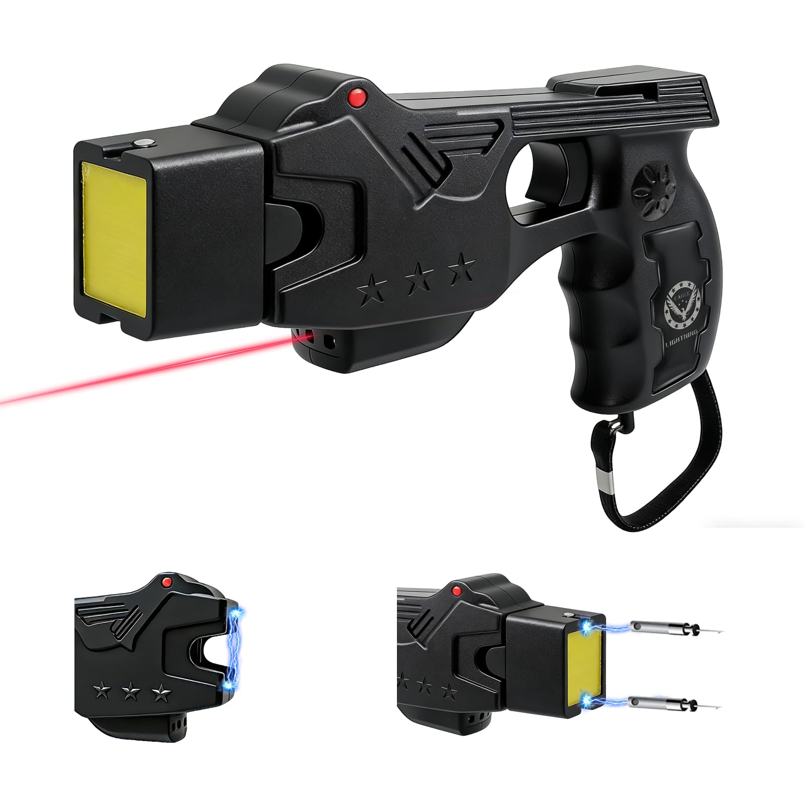 USB-C Heavy Duty Stun Gun with Fast Charging Cable, LED Flashlight, 15 Foot Range, 1.80 µC Painful, Rechargeable Self Defense Stun Gun for Man and for Woman,Free Holster, 2.0 Version Upgrade