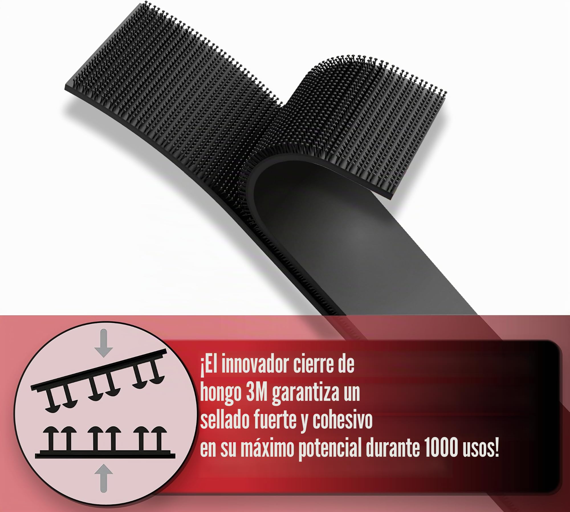 Dpm tapes Dual Lock SJ3870, 1 Tira Adhesiva De Sujeción Para Automóviles, Dashcam, Go Pro, Soporte De Pago De Peaje, Cierre A Presión, Producto Altamente Adhesivo, Negro (25,4 mm x 2 m)