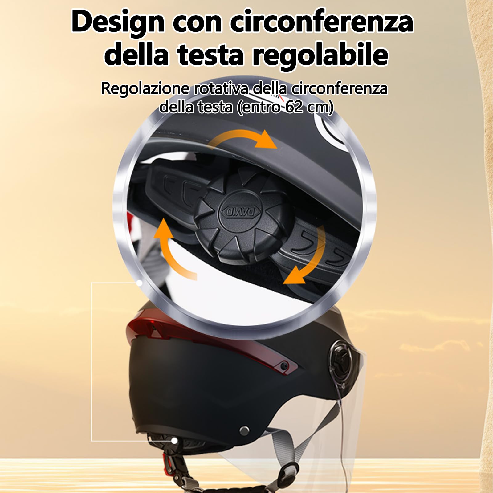 Casco Aperto Classico, Mezzo Casco Con Visiera, Fibbia a 7 Sezioni, Calotta In 709abs Combinata Con Strato Di Ammortizzazione Eps