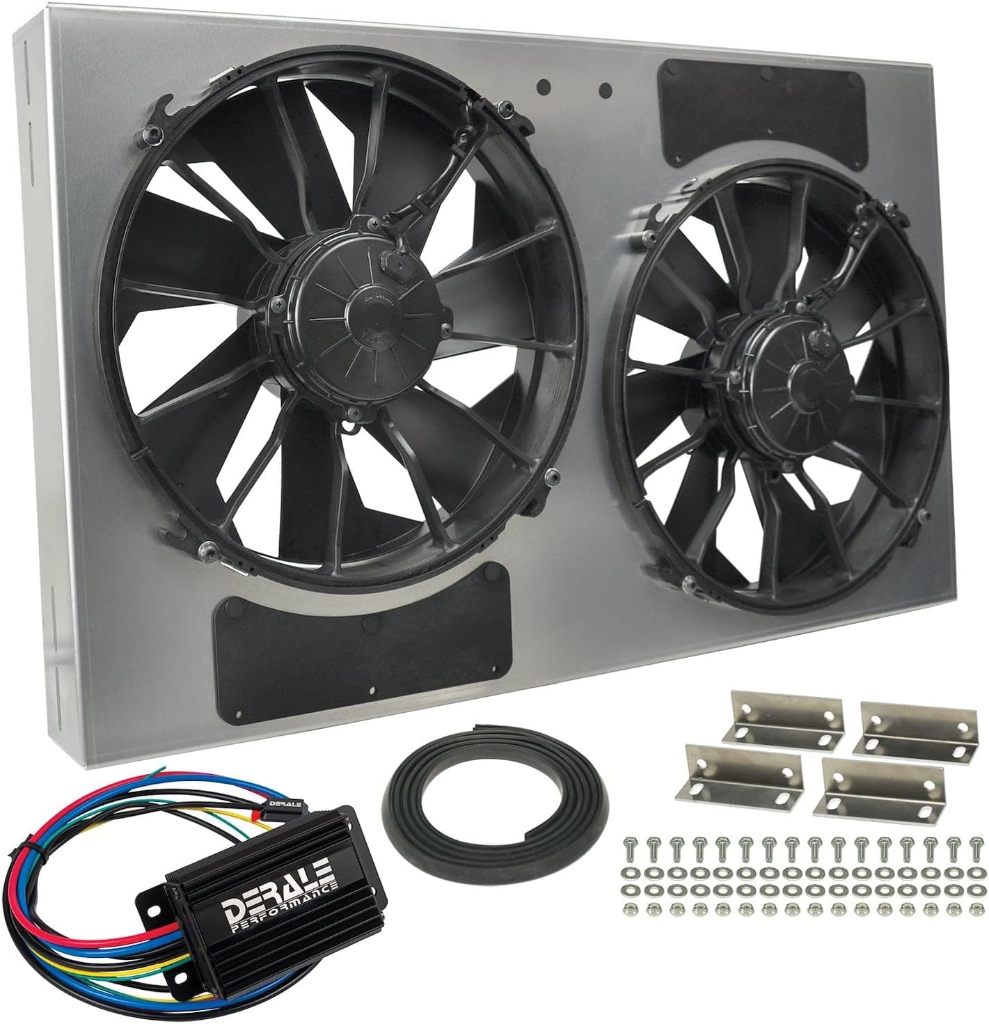 Derale DER66838 Pwm Dual Rad Fan/Aluminum Shroud Assembly