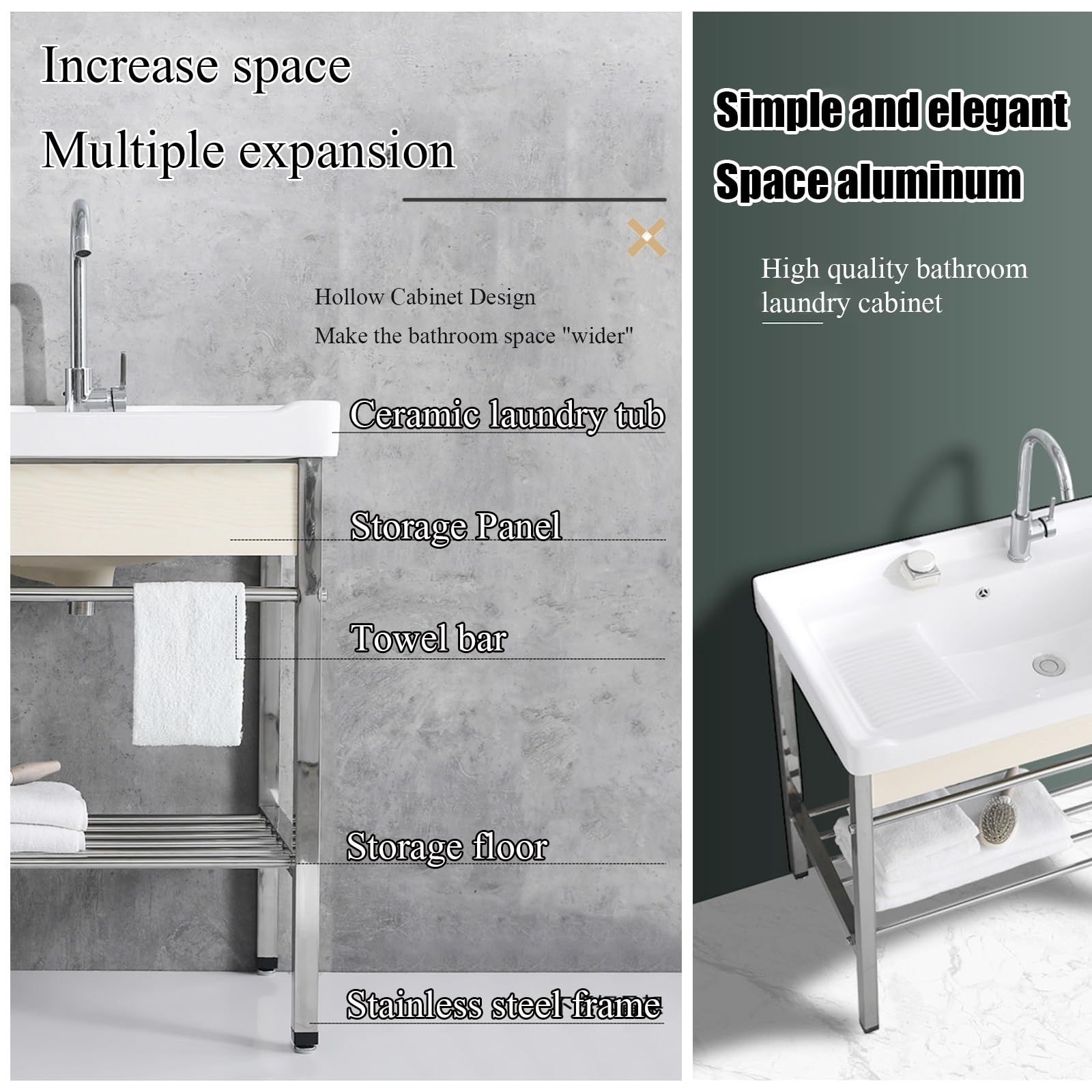 Fregadero utilitario de Acero Inoxidable - Lavabo de Porcelana Independiente de un Solo Seno con Patas de Metal para restaurantes, cocinas, lavaderos y Uso Exterior.