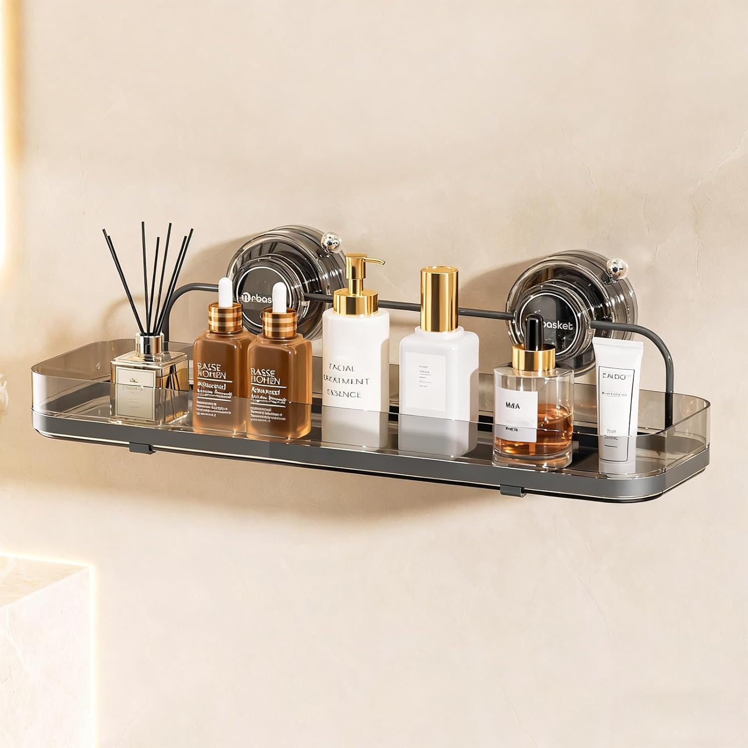 VXINSTZ Suction Cup Shower Caddy Wall Mounted No Drilling Bathroom Shower Organizers Storage Rack Removable Shelves for Inside