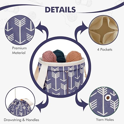 Vista 93 de TOGETRUE Bolsa de hilo, pequeña bolsa de ganchillo para tejer, organizador de bolsas de almacenamiento de hilo portátil para proyectos de ganchillo