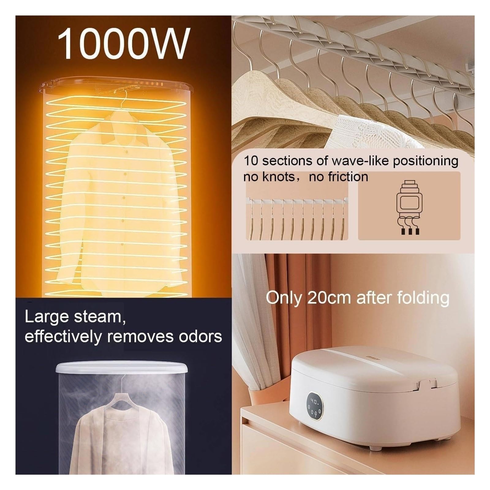 Planchado y plegado automático de hierro de 1000W con función de vapor para ropa y tejidos