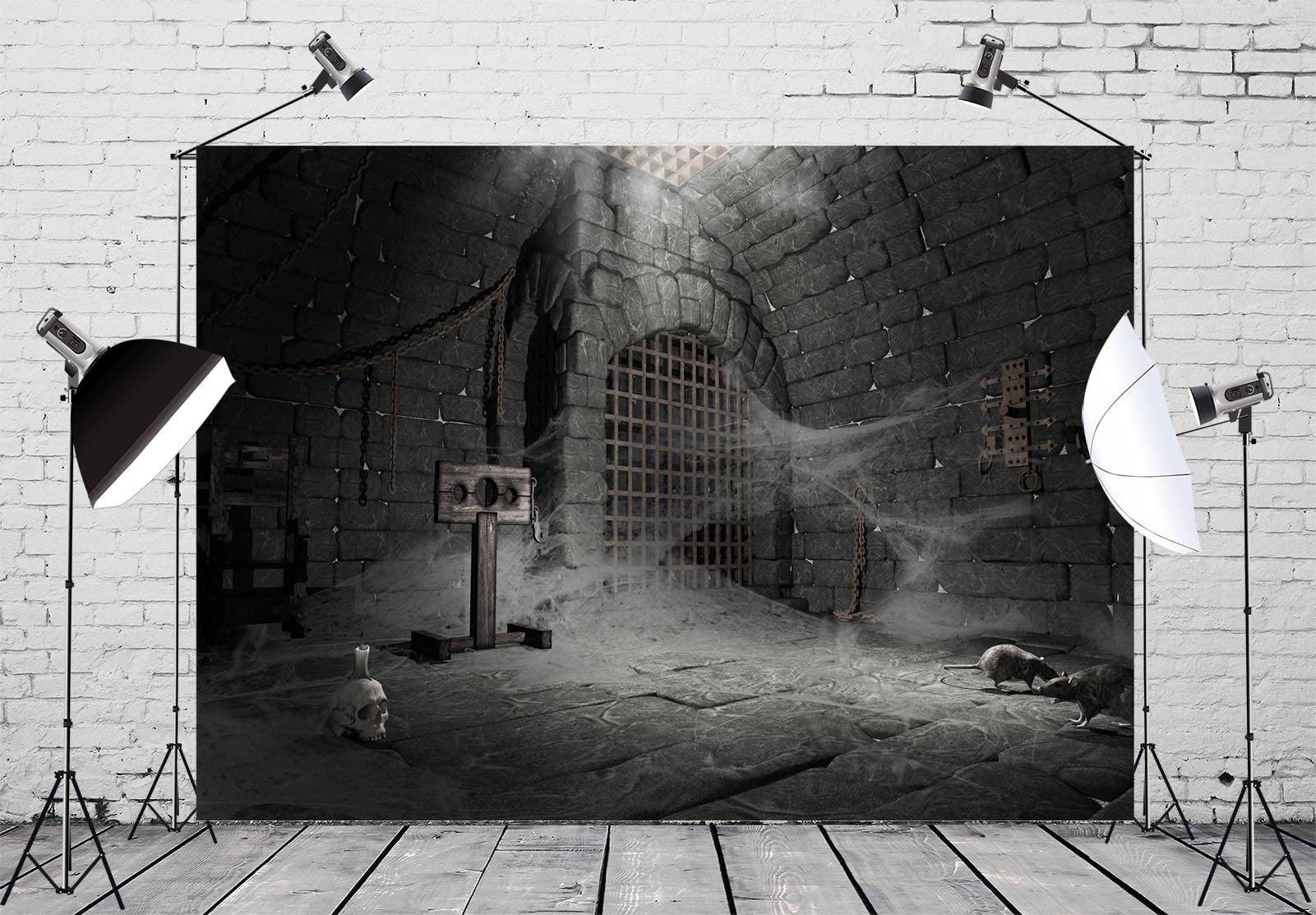 BELECO Fotohintergrund Dungeon Burg – 3 X 2,5 M Stoff Mit Gothic-Mittelalter-Design