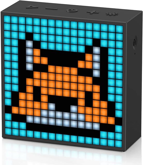 Divoom Timebox evo Pixel Art LED Bluetooth Speaker App Control, Smart Portable Wireless Speaker with Powerful Bass, Supports Alarm Clock Radio, Microphone (Black)