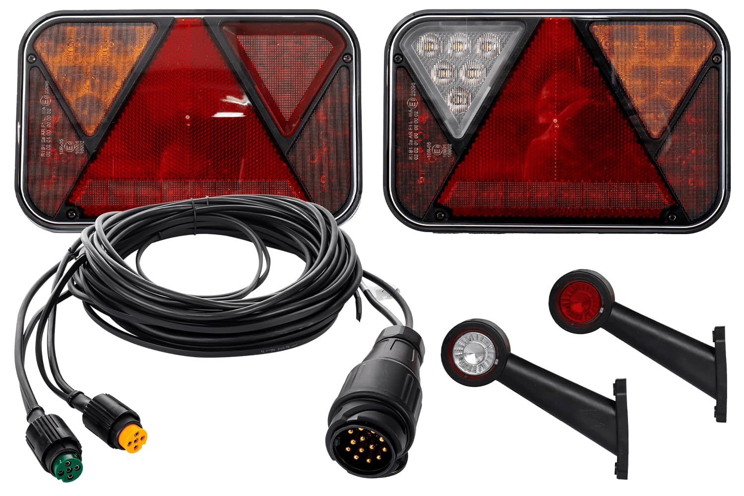 Mantes Lichtset: FRISTOM LED-Rückleuchten + HORPOL LED-Seitenmarkierungsleuchten 5,5 m 13-poliger Kabelbaum