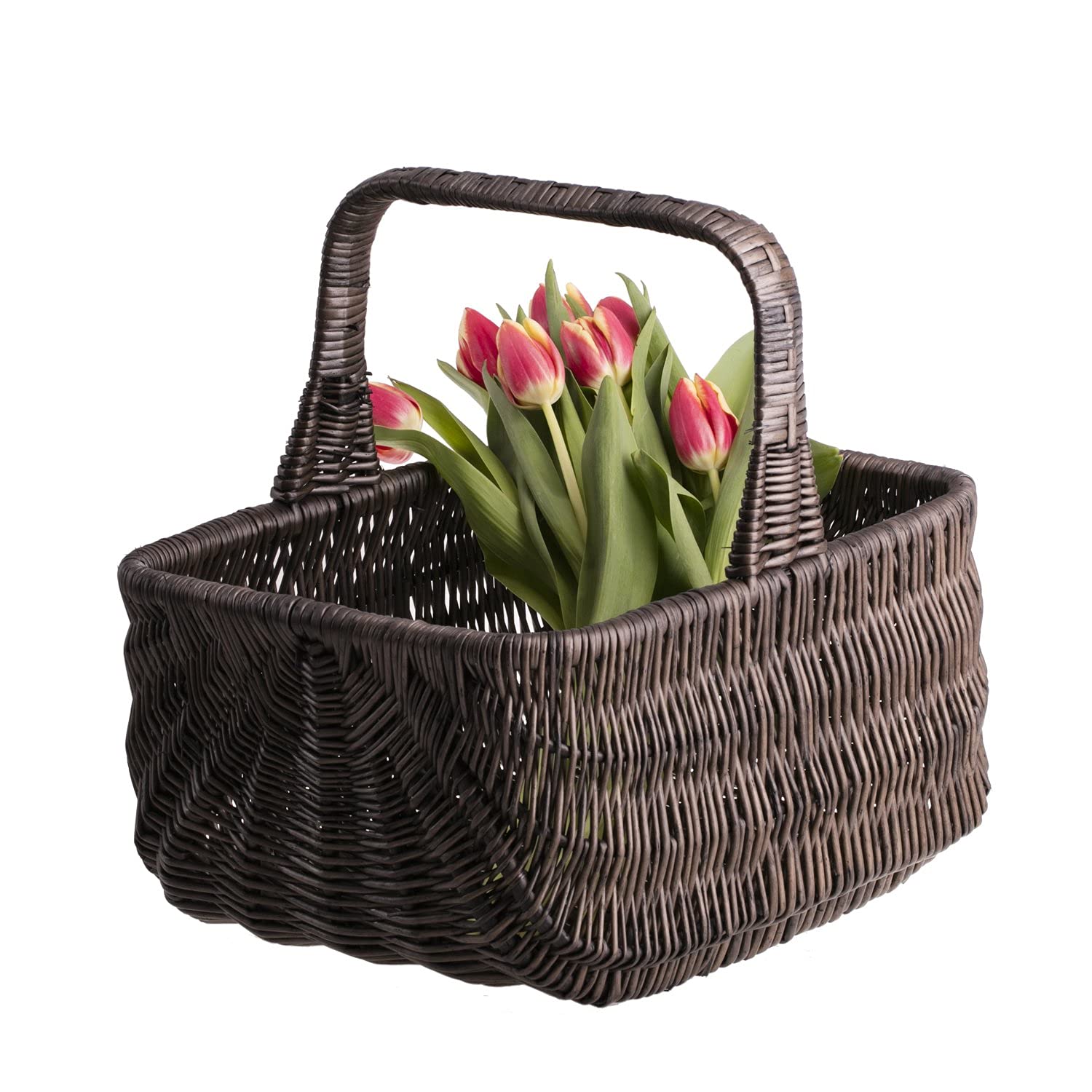 e-wicker24 koszyk na zakupy z wikliny, ciemnobrązowy koszyk na zakupy, koszyk na prezent