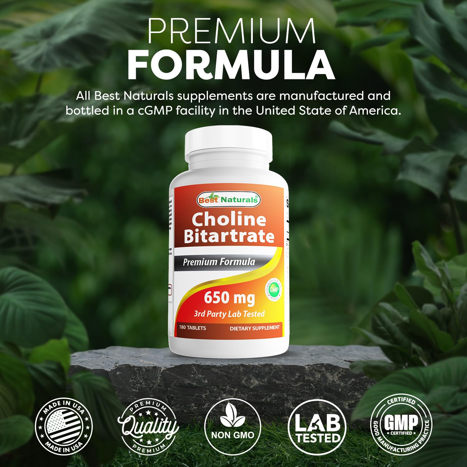 Best Naturals Choline Bitartrate 650 mg (Non-GMO) for Healthy Cognitive Brain Function 180 Tablets — Amazon image 5