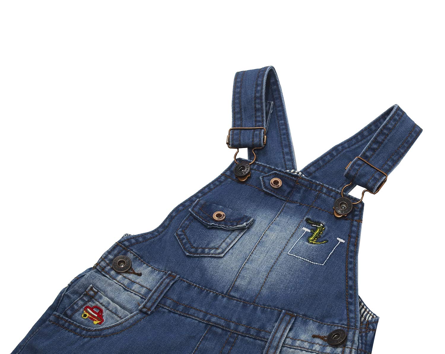 KIDSCOOL SPACE Short d'été pour bébés et petites filles/garçons, salopette en jean ajustable