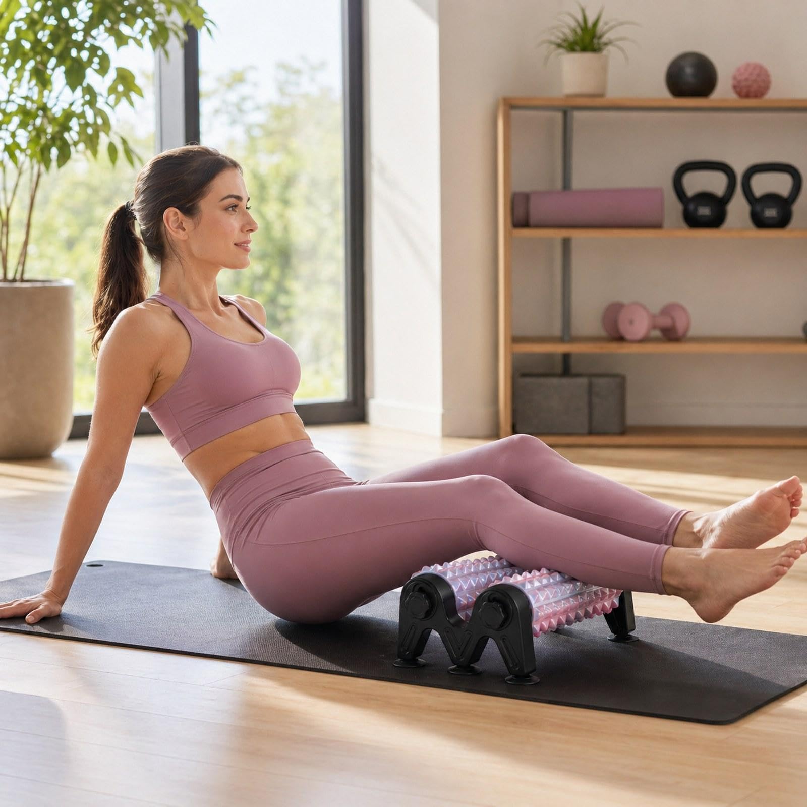 Fitness Roller Foam Massage Pilates Trainingsblock mit Stabiler Dreiecksunterstützung Und Saugfuß für Dehnübungen Muskellockerung Heimtraining