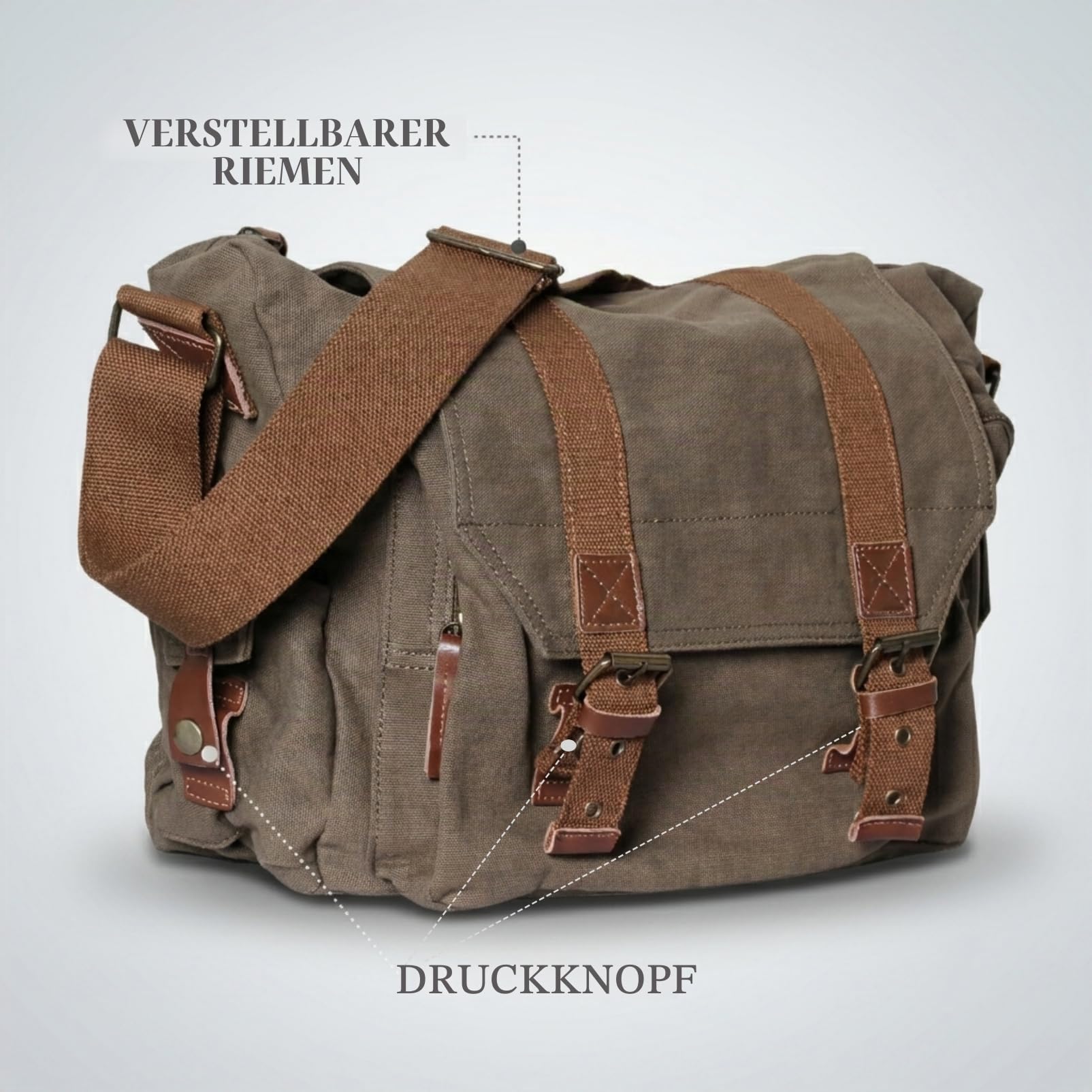 Fototasche Kameratasche mit Gepolstertem Einsatz für DSLR-Kameras Objektive Canvas Messenger Bag Vintage-Stil Schultertasche 34x13x27cm BG507 (Militärgrün)
