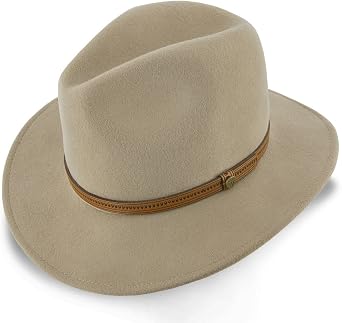Big Sur Wool Felt Safari Hat | 100% Australian Wool Felt Center Dent Crown, 2 3/4" Brim, Leather Hat Band, Cotton Sweatband