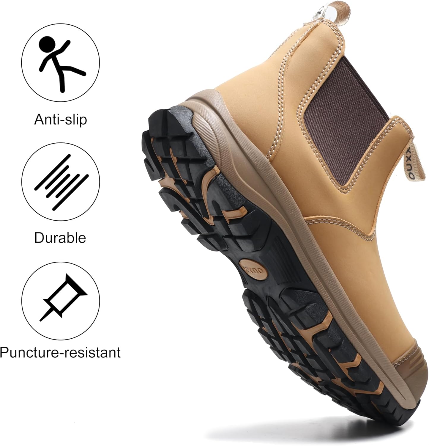OUXX Steel Toe Chelsea Work Boots for Men – Slip-On Safety Boot, Waterproof Leather, Slip-Resistant Sole, Kevlar Puncture-Proof Midsole, ASTM F2413-18 EH Rated - Image 3