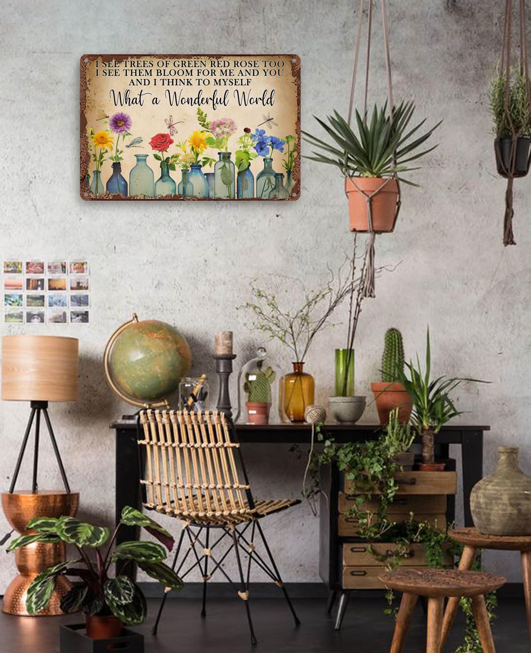 Targa Vintage In Alluminio 'What A Wonderful World' - Decorazione