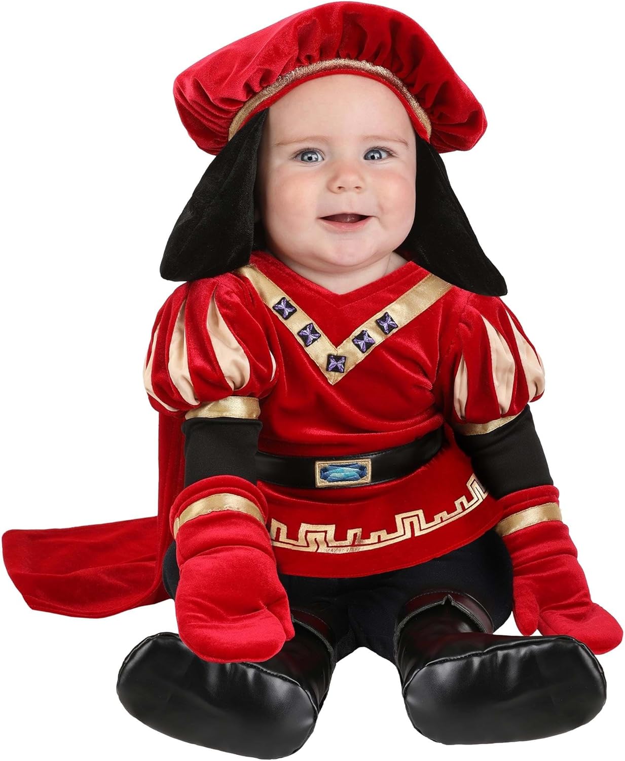 Fun Costumes Infant Lord Farquaad Costume | Officially Licensed Shrek Outfit For Babies W/Tunic, Cape, Hat, Gloves, Booties