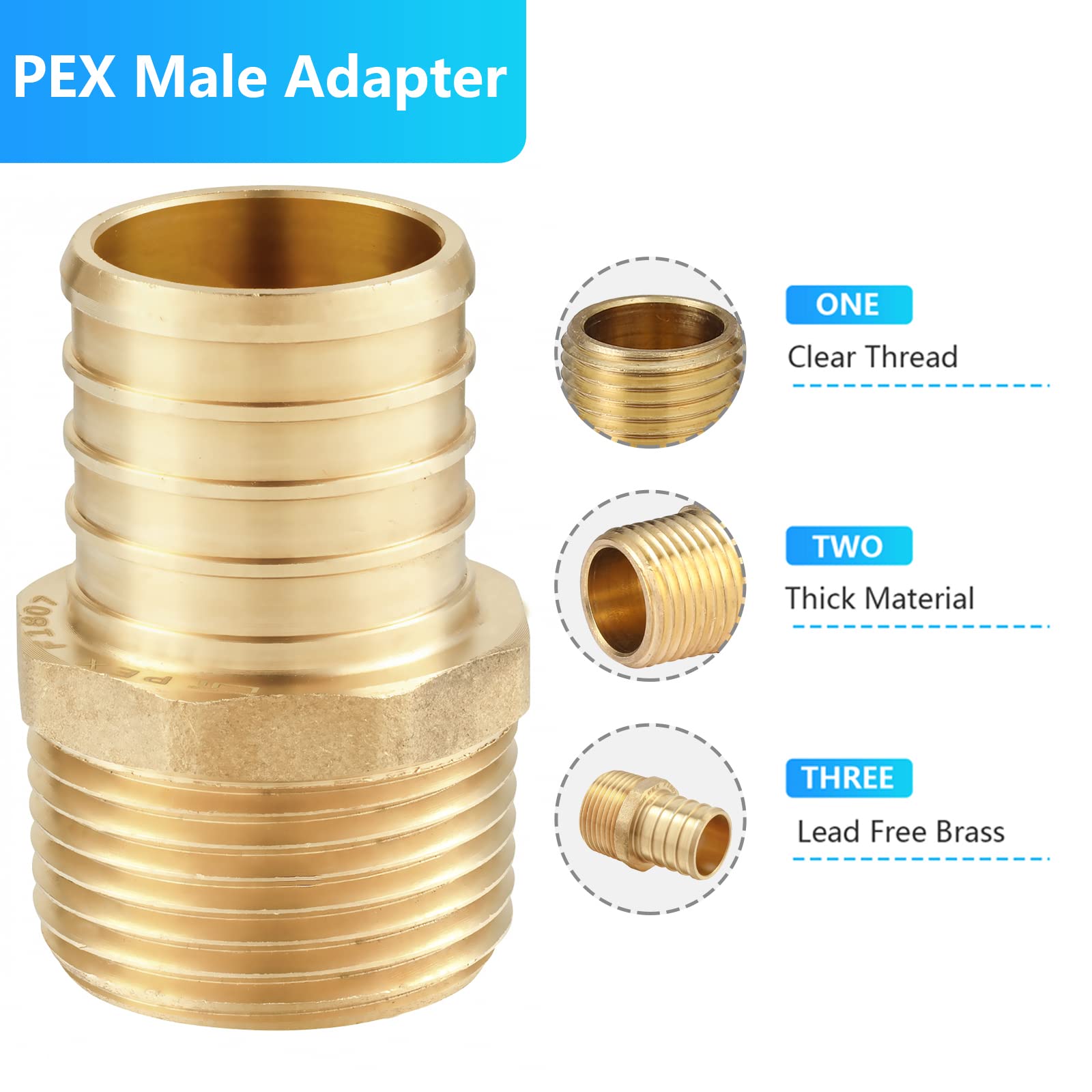 Adaptador Macho De Latón Para Crimpado PEX SharkBite X MNPT Lead Free